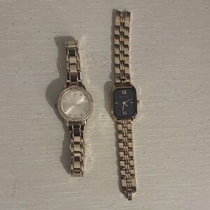 Set of 2 gold tone watches one is Anne Klein and one is a Walmart watch